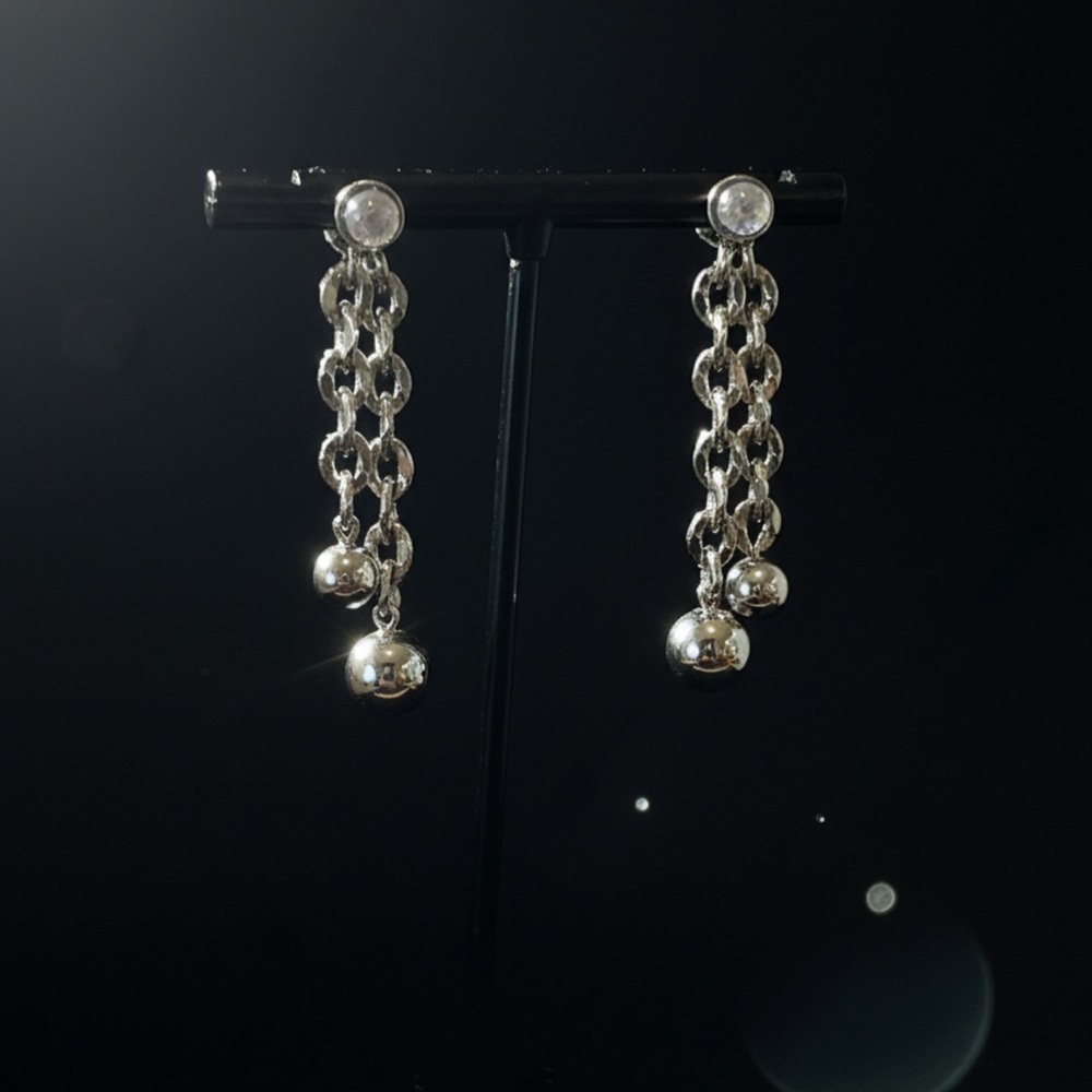 Gold Plated Silver Chain Drop Earrings